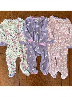 ONESIES® Brand Baby Girl Sleep 'N Play Footies PJ, Purple, Set of 3, 3-6 months